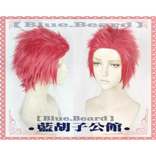 Anime Demon Slayer: Kimetsu no Yaiba Akaza Cosplay Wig Short Rose Red Heat Resistant Synthetic Hair Wigs + Wig Cap