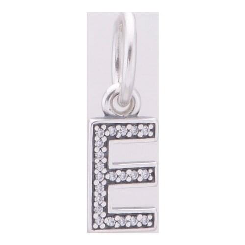 Authentic 100% 925 Sterling Silver Letter E Beads Charm Women Jewelry Suitable for Brand Charm Bracelets & Necklaces