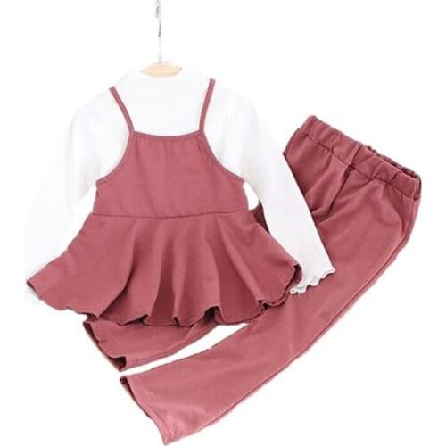 DFXD Toddler Girls Clothing Sets 2020 Spring Children Clothes Fake Two Piece Tops Bell-bottomed Pants Outfits Kids Girls Casual