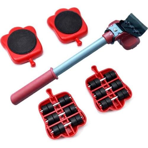 Furniture Mover Tool Set Heavy Stuffs Transport Lifter 4 Wheeled Mover Roller with Wheel Bar Moving Hand Device