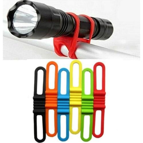 Elastic Silicone Strap Bandage Bike Accessories Bike Light Holder Mount Holders Flashlight Torch Fastening Band Bicycle Sticker