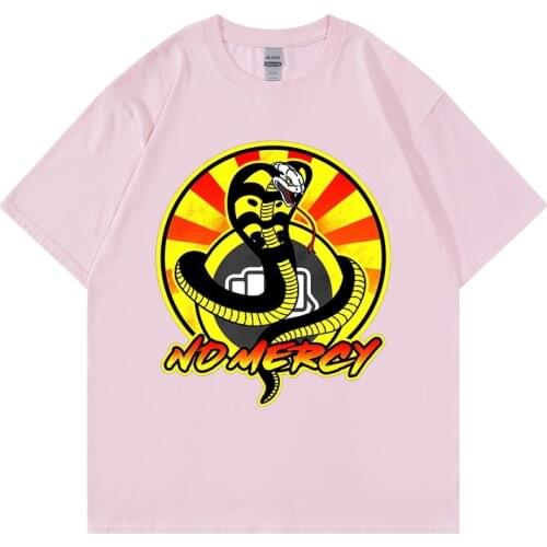 Cobra Kai T Shirt Men Strike First Strike Hard No Mercy Tshirt Shirts QualitySummer Top Tshirts Short Sleeves Tees Black T-Shirt