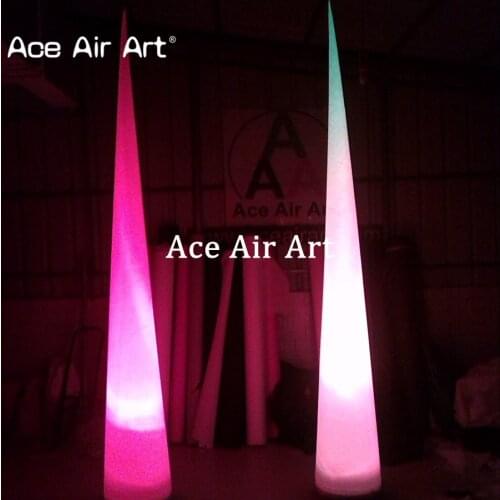 Hot sale 3m H inflatable cone,Straight pillars with colourful LED spotlight for party decoration