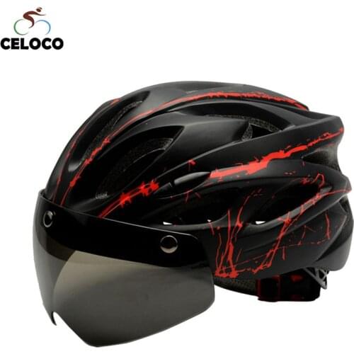Hot Sale Black Goggles Bicycle Helmet Ultralight Pattern Bike Helmet Riding Mountain Road Bike Integrally Molded Cycling Helmets