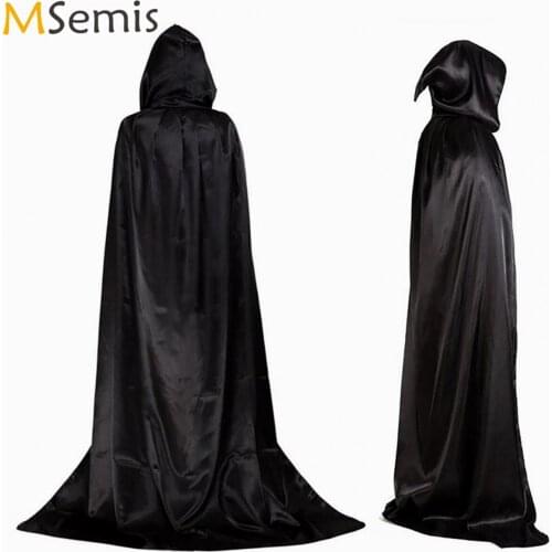 Gothic Hooded Cloak Adult Cosplay Elf Witch Carnival Halloween Long Cloaks Capes Robe Larp Women Men Vampires Grim Reaper Party
