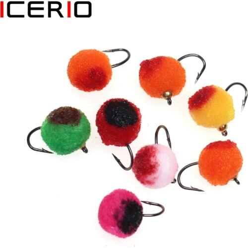 ICERIO 12PCS #10 Micro Egg Fly Nymph Bug Wet Fly Mimic Salmon Roe Glo-bug Shape Fly For Trout Grayling Char Fishing Lures Baits