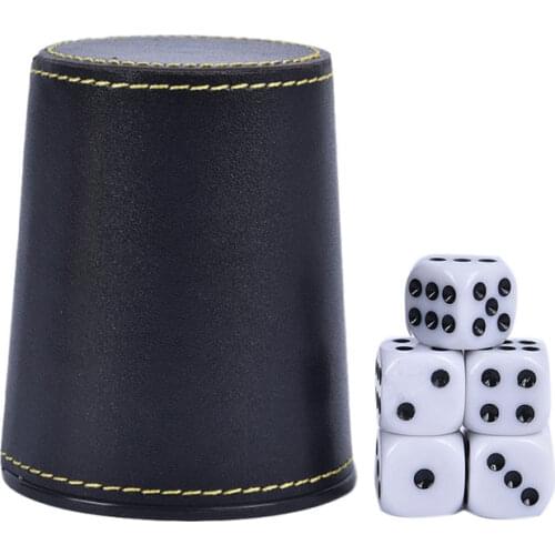 PU Leather Flannel Dice Cup Bar KTV Entertainment Dice Cup With 5pcs Dices Cup hot sale