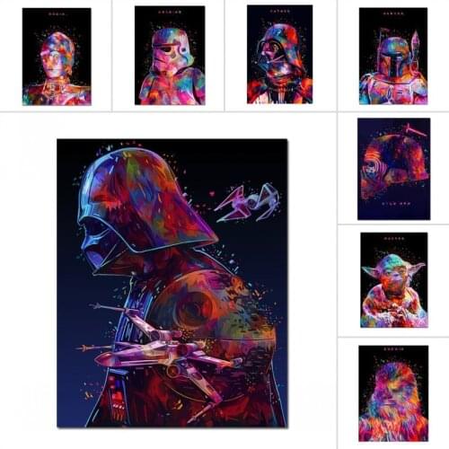 Star Wars Marvel Canvas Painting Disney Darth Vader Yoda Movie Poster Prints Wall Art Canvas Picture Home Decor Boy Gift Cuadros