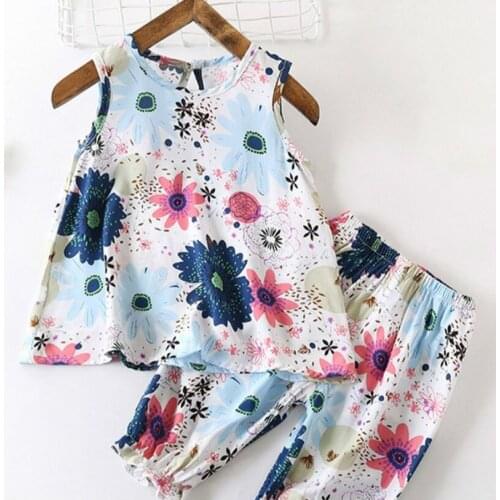 Summer Girl Cotton Silk Soft Vest Silk Top + Knee Shorts Home Service Casual Comfortable Cotton Pajamas Two-piece