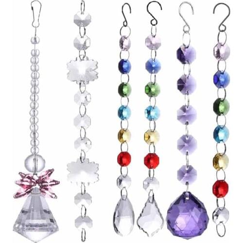 Colorful Chakra Crystal Sun Catchers Chandelier Crystals Ball Prism Pendant Rainbow Maker Hanging Chakra Cascade Suncatcher