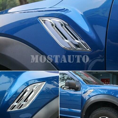 For Ford F150 F-150 2015-2019 ABS Chromed Side Air Vent Hood Intake Fender Cover 2pcs Car Accessories Interior Car Decor