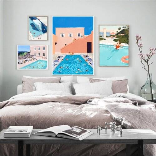 Summer Swimming Party Wall Art Pictures Canvas Paintings Posters and Prints Interior for Living Room Home Decorations
