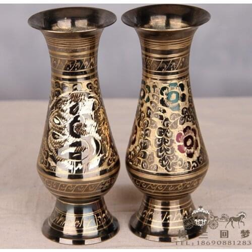 8 inch Height 2pcs color Pakistan small bronze vase Pakistan vase Healing copper s tools wedding Decoration Brassroom Art