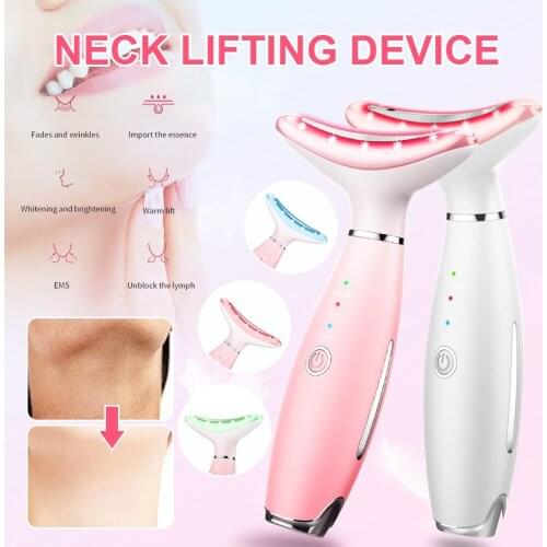 Neck Anti Wrinkle Face Lifting Beauty Device LED Photon Therapy Skin Care EMS Tighten Massager Reduce Double Chin WrinkleRemoval