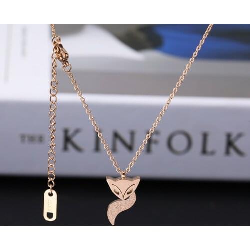 Fashion Cute Fox Stainless Steel Necklace For Women Pretty Girl Chain Necklace Pendant Titanium Steel Jewelry 2021 New