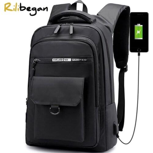 Men Backpack Laptop Usb Charging Waterproof Travel Backpack Laptop 15.6 Black Backpack Usb Recharging Schoolbag Fashion Men Bags