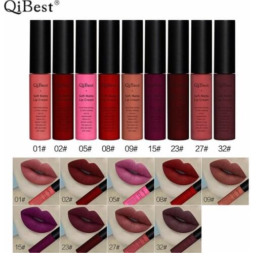 Qibest 9Pcs/set Makeup Set Matte Lipgloss Kit Long Lasting Choose Colors Waterproof Soft Texture Lip Gloss Matte Liquid Lipstick