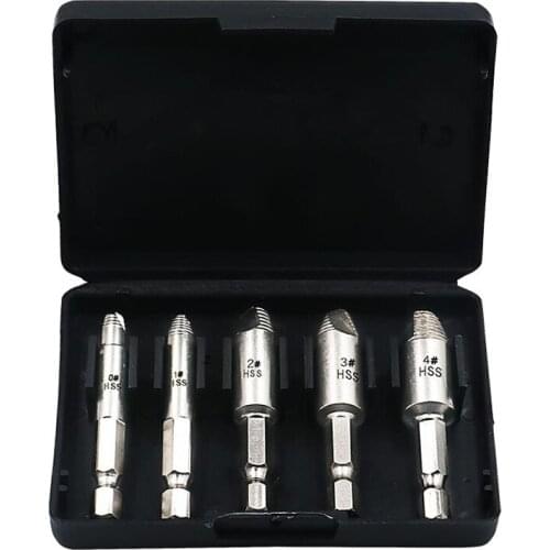 5pcs/set Easy Speedout Stripped Remove Damaged Screw Extractor Set 0# 1# 2# 3# 4# Broken Stuck Screw Removal Tool Kit