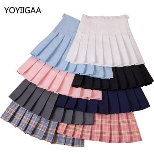 Solid Pleated Skirt Summer Women High Waist Pleated Mini Skirts Fashion Slim Waist Casual Girls Ladies Skirts School Vacation