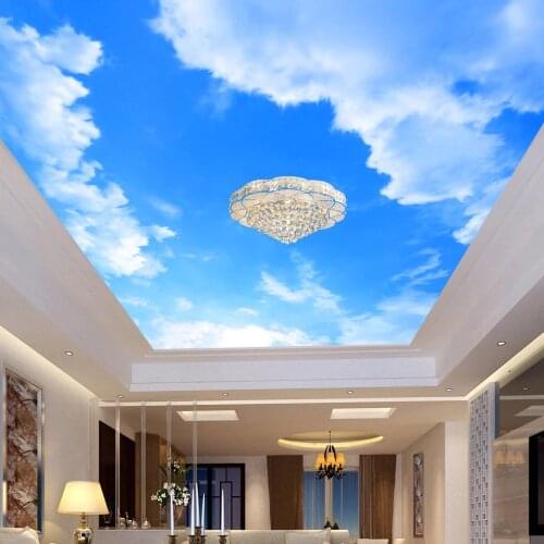Custom 3D Photo Wallpaper Blue Sky And White Clouds Ceiling Mural Living Room Bedroom Ceiling Background Decoration Painting