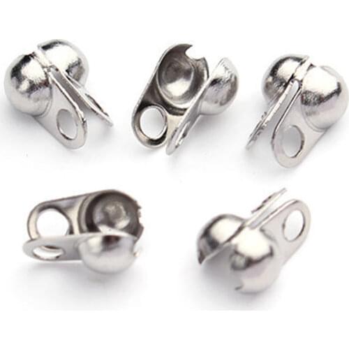 SAUVOO 50pcs 1.5/2/3.2mm Stainless Steel Bead Chain Clasp Ball Chain Crimps End Beads Findings For DIY Necklace Jewelry Making