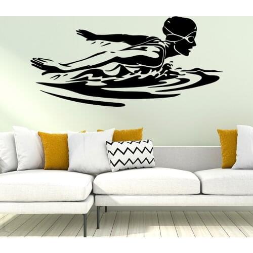 Removable swimming Wall Art Decal Wall Stickers Pvc Material Removable Vinyl Mural Wallpaper Background Wall Art Decal