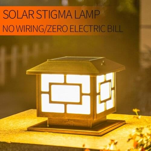 Solar Pillar Light LED Waterproof Outdoor Lighting Garden Light Fence Light Outdoor Pillar Light No wiring 0 electricity cost
