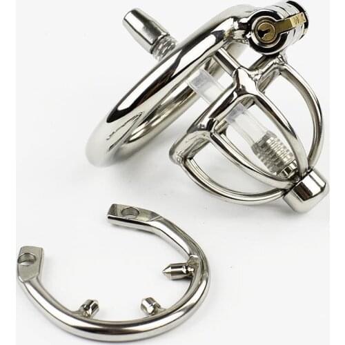Stainless Steel Super Small Male Chastity Cage With Silicone Catheter Adult Penis Bondage Cock Cage BDSM Toys Chastity Device