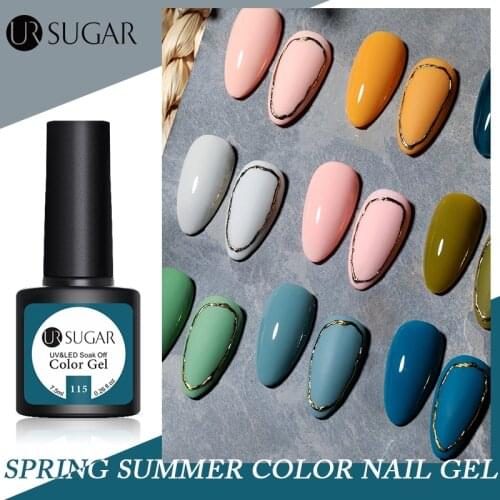 UR SUGAR 7.5ml Gel Polish Nails Spring Summer Colors Wernish Semi Permanent Nail Art Hybrid Gel Manicures Base Top Coat Primers