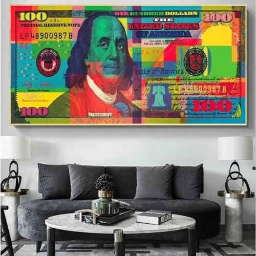 Inspirational Canvas Art 100 Dollar Bill Canvas Paintings on The Wall Art Picture Canvas Print for Home Living Room Decor