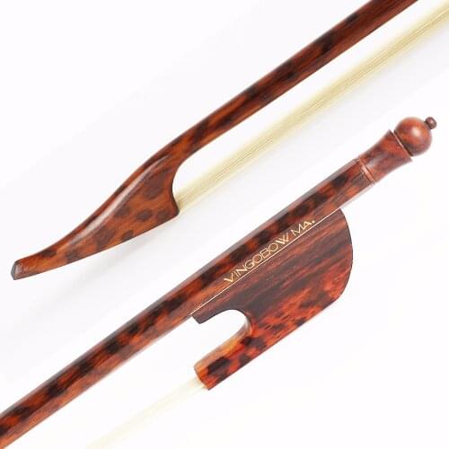 VingoBow Lightweight Baroque Cello Bow Snakewood Stick and Frog Natural White Horsehair Easier Control Sweet Tone 4/4 Size