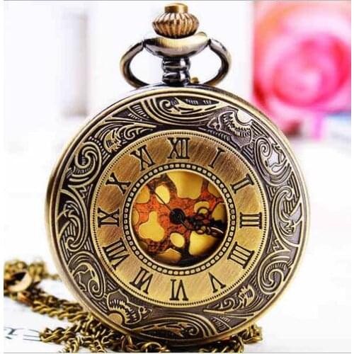 Pocket watch Vintage Pendant Watch Necklace Chain Antique Watches Roman Number Clock Pocket Relogio bolso