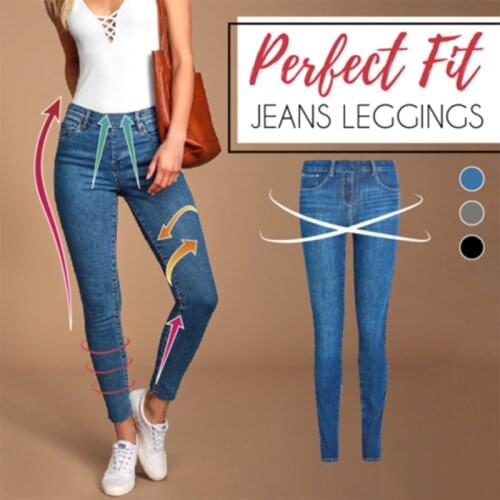 Women Fake Denim Jeans Leggings Push Up High Waist Slim Stretch Pencil Pants Skinny Elastic Trousers Plus Size Ladies Jeggings