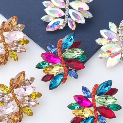 JIJIAWENHUA New Trend Multicolor Rhinestone womens Drop Earrings Dinner Fashion Statement Temperament Jewelry Accessories