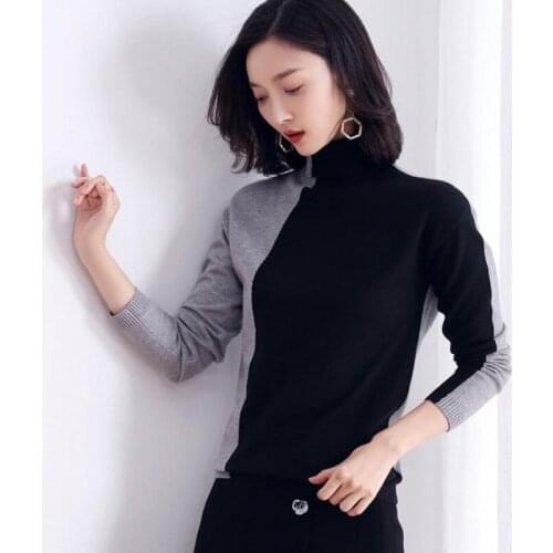 Women sweaters high quality autumn clothing for female fashion turtleneck pullovers Solid color full sleeve knitted girl tops