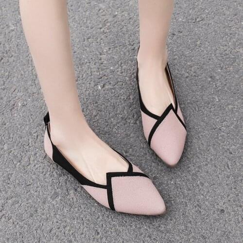 Llogai New Flats Leisure Breathable Pointed Shoes Womens Flat Shoes Ballet Single Slip-On Shoes Pregnant Shoes Zapatillas Mujer