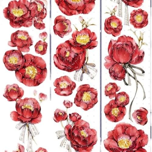 10m Red Flower Camellia Washi Tape New Year Floral
