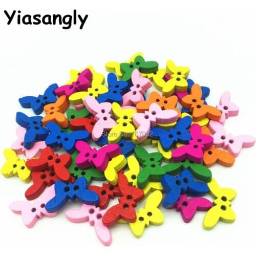 1000pcs/lot Mixed 2 Holes Butterfly Wooden Buttons Sewing Button for Scrapbooking cardmaking embellishments 10x18mm/pc