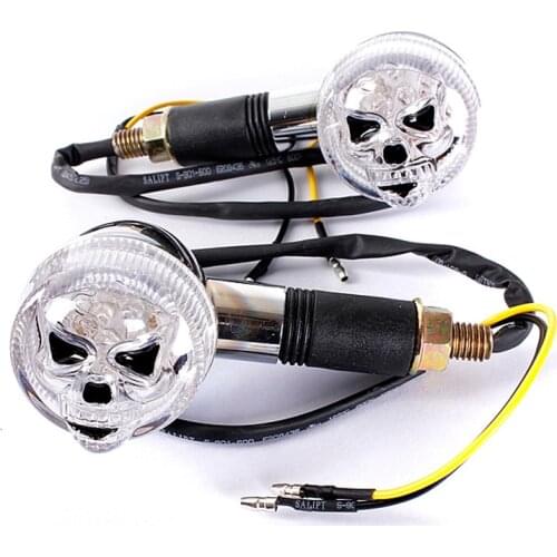 2PCS Chrome 3D Skull Skeleton Motorcycle Turn Signal Indicators for Honda Gold Wing Goldwing GL 500 650 1000 1100