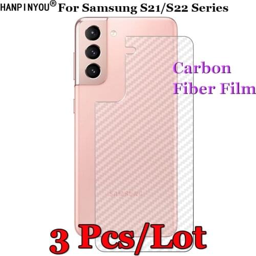3 Pcs/Lot For Samsung Galaxy S21 Plus Ultra 3D Non-slip Clear Carbon Fiber Back Skin Film Screen Protector Sticker