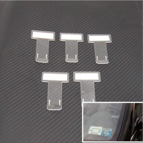 4pcs Car Ticket Folder Mini T-shape Transparent Environmentally Ticket Folder for Car Office Home 7.5 x 4 x 0.1cm