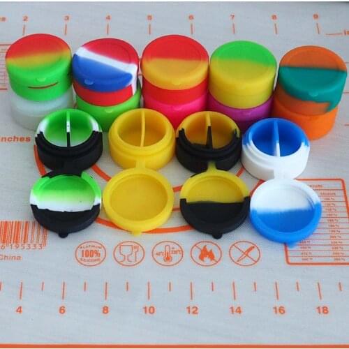 50pcs\lot 7ml silicone container round hinge design silicone jar for storage spices wax dab cigarette oil or cream kitchen jars
