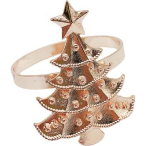 6Pcs Christmas Tree Wedding Home Xmas Party Table Decor Towel Buckle Napkin Ring Holder Table Decoration
