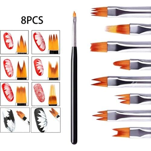 8pcs Nail Bloom Flower Nail Art Brush Pen Gel UV Nail Painting Flower Drawing Pen Multipurpose Nail Art Tool Water-color Pens