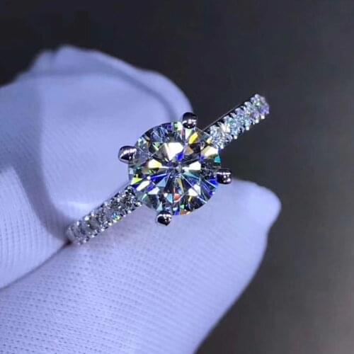 9K White Gold 1ct 2ct 3ct Classic Moissanite ring lab Diamond jewelry Wedding Party Engagement Anniversary Ring Four prong