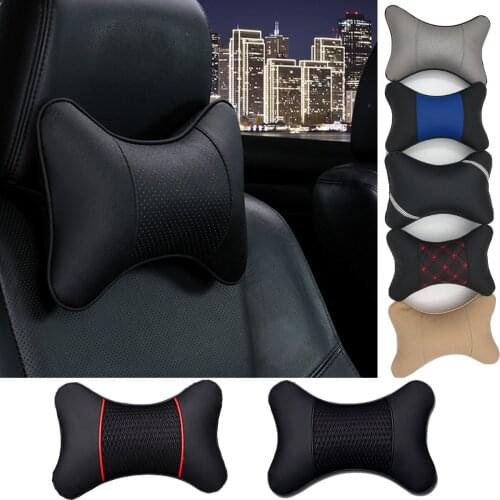 Car Neck Pillows Pu Leather 1pcs Pack Headrest For Head Pain Relief Filled Fiber Universal Black/Grey/Beige/Red Car Pillow