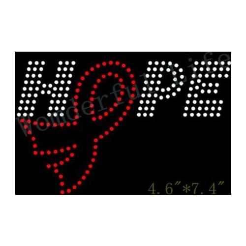 Free shipping Cancer Awarenes Ribbon with hope iron on rhinestone transfer applique bling patch