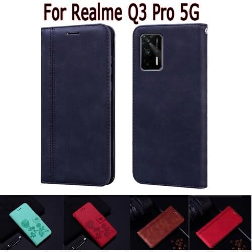 Flip Cover For Realme Q3 Pro Case Phone Protective Etui Funda On Realme RMX2205 5G Case Wallet Leather Magnetic Card Hoesje Book