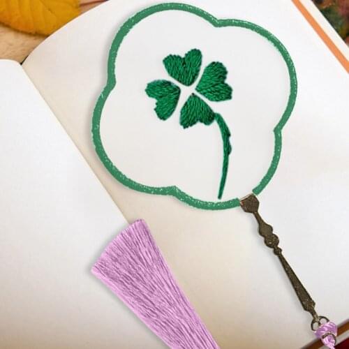 DIY Durable Lasting Embroidered Cloth Bookmarks Embroidery Cloth Color Threads Tools Kit Page-marker for New Year Gift