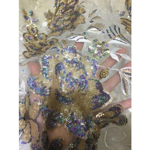 French lace fabric African sequins embroidery tulle net fabric for women dress